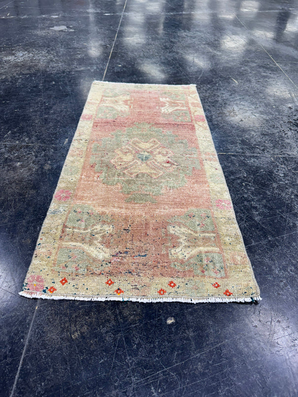 Turkish Mini Rug Oriental Hand Knotted Vintage Rug  1'7'' x  3'4'' #12177