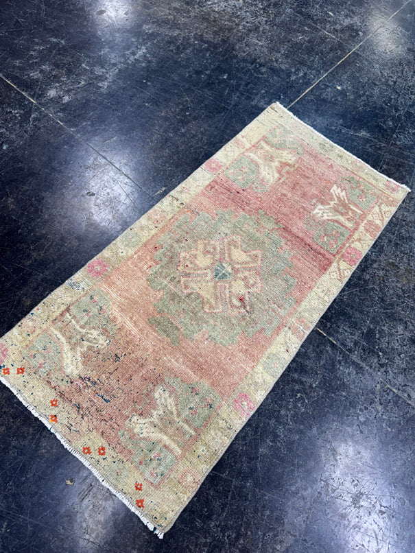 Turkish Mini Rug Oriental Hand Knotted Vintage Rug  1'7'' x  3'4'' #12177