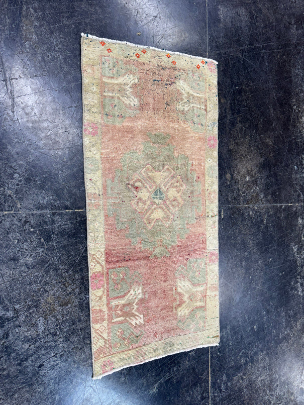 Turkish Mini Rug Oriental Hand Knotted Vintage Rug  1'7'' x  3'4'' #12177