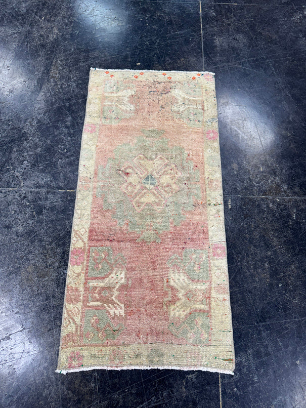 Turkish Mini Rug Oriental Hand Knotted Vintage Rug  1'7'' x  3'4'' #12177
