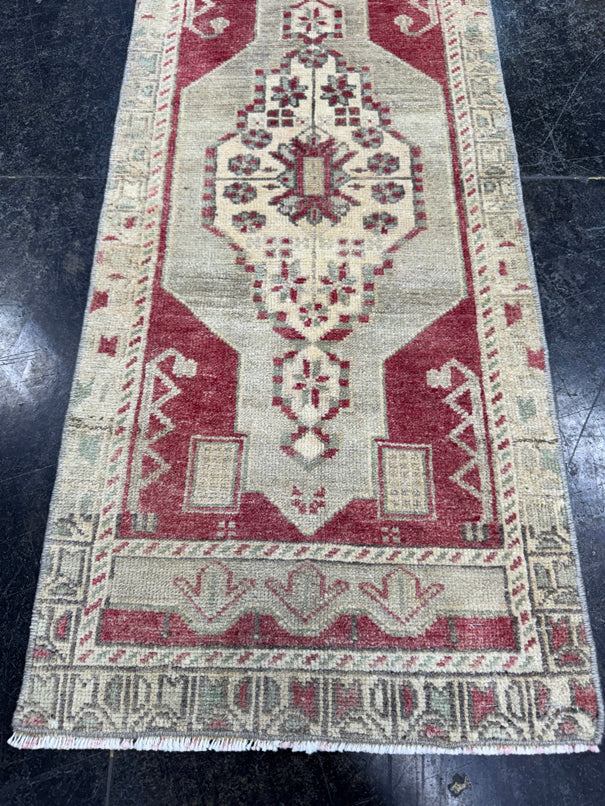 Turkish Mini Rug Oriental Hand Knotted Vintage Rug  1'5'' x  3'7'' #12173