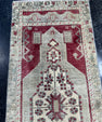 Turkish Mini Rug Oriental Hand Knotted Vintage Rug  1'5'' x  3'7'' #12173