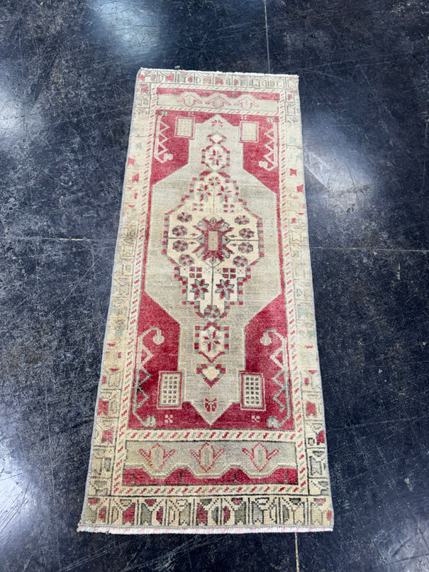 Turkish Mini Rug Oriental Hand Knotted Vintage Rug  1'5'' x  3'7'' #12173