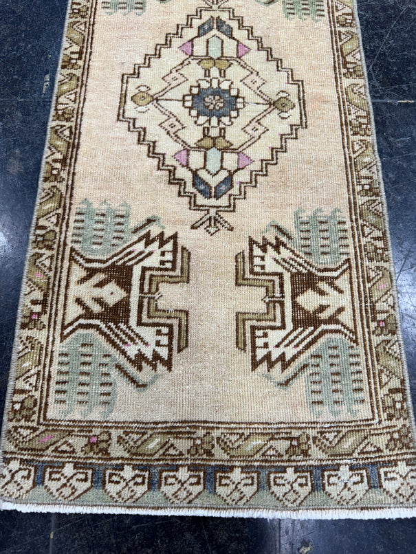 Turkish Mini Rug Oriental Hand Knotted Vintage Rug  1'6'' x  3'3'' #12174