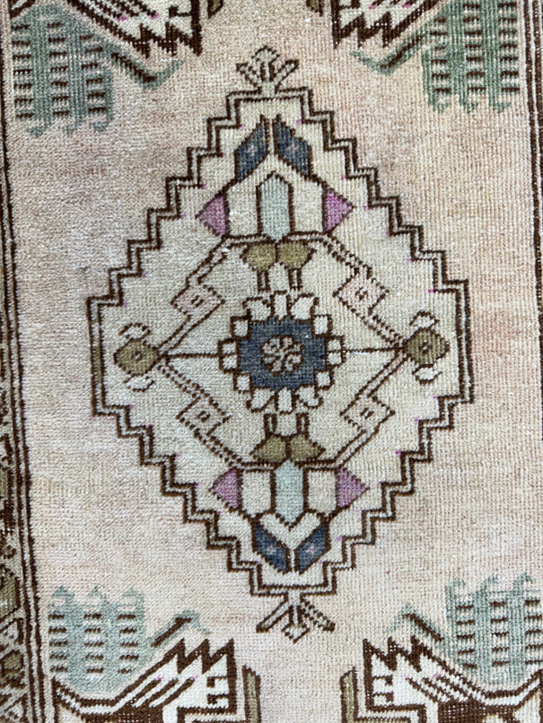 Turkish Mini Rug Oriental Hand Knotted Vintage Rug  1'6'' x  3'3'' #12174