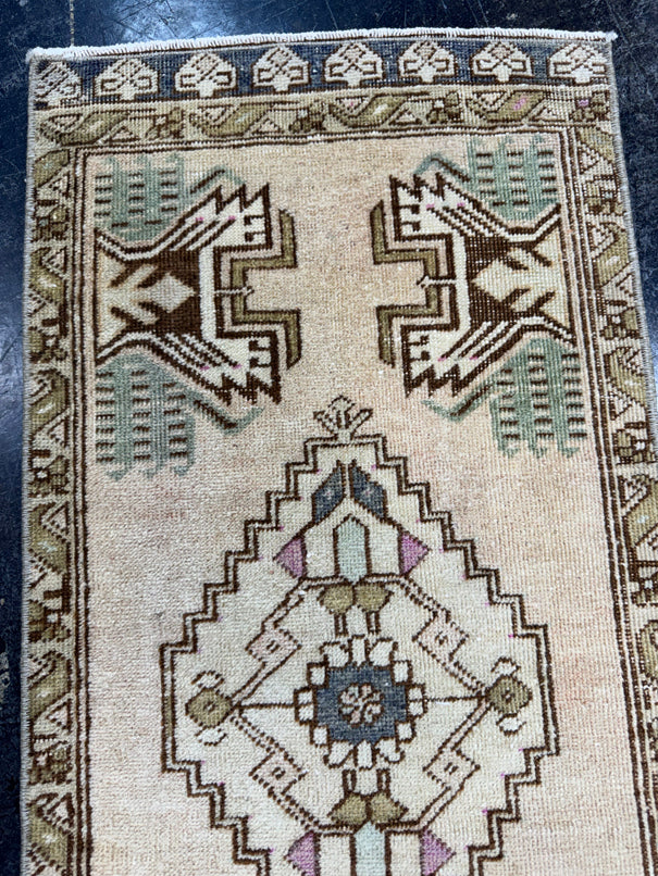 Turkish Mini Rug Oriental Hand Knotted Vintage Rug  1'6'' x  3'3'' #12174