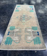 Turkish Mini Rug Oriental Hand Knotted Vintage Rug  1'6'' x  3'6'' #12175
