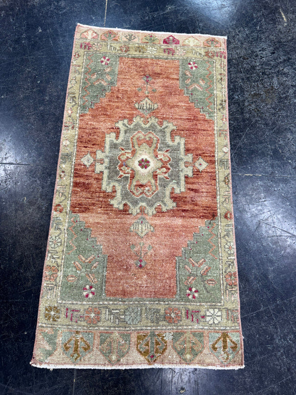 Turkish Mini Rug Oriental Hand Knotted Vintage Rug  1'8'' x  3'3'' #12176