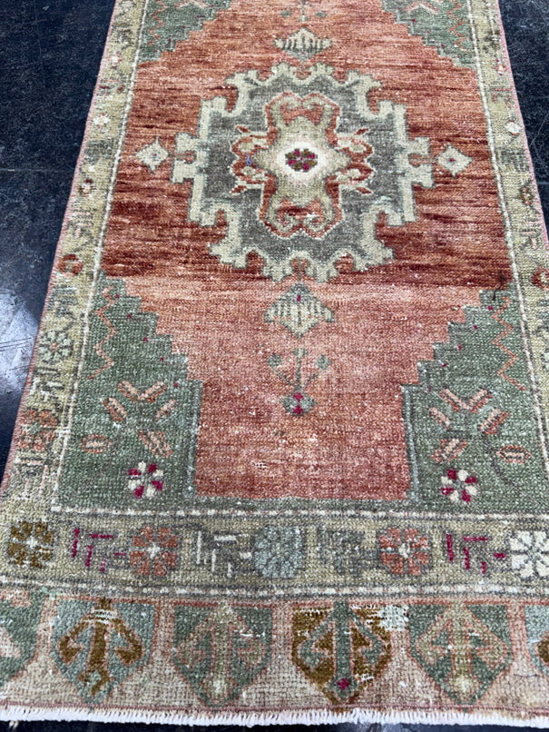 Turkish Mini Rug Oriental Hand Knotted Vintage Rug  1'8'' x  3'3'' #12176