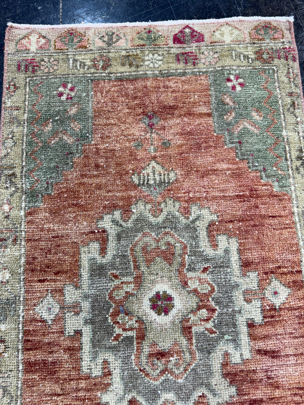 Turkish Mini Rug Oriental Hand Knotted Vintage Rug  1'8'' x  3'3'' #12176
