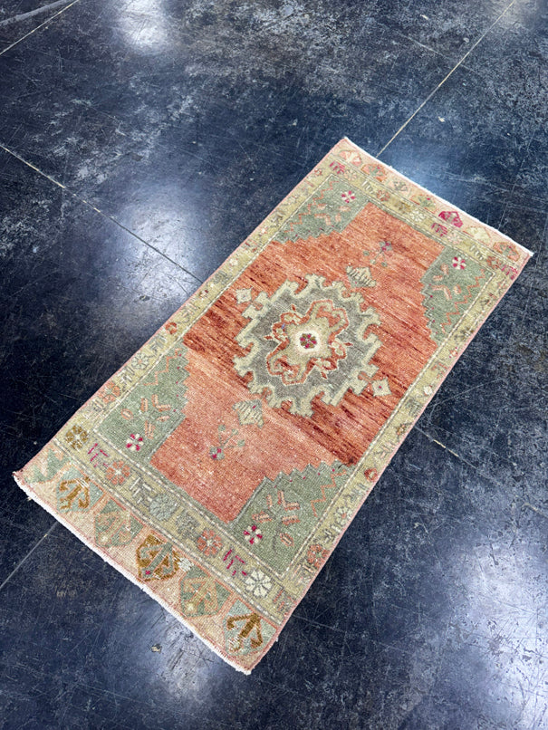 Turkish Mini Rug Oriental Hand Knotted Vintage Rug  1'8'' x  3'3'' #12176