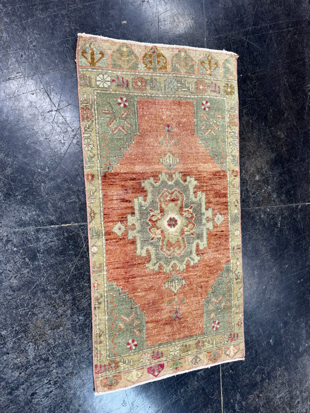 Turkish Mini Rug Oriental Hand Knotted Vintage Rug  1'8'' x  3'3'' #12176