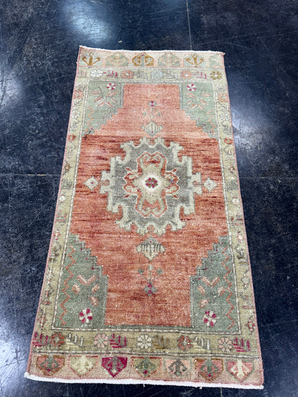 Turkish Mini Rug Oriental Hand Knotted Vintage Rug  1'8'' x  3'3'' #12176