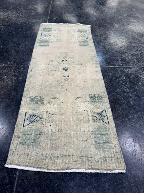 Turkish Mini Rug Oriental Hand Knotted Vintage Rug  1'5'' x  3'10'' #12172