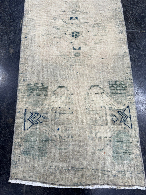 Turkish Mini Rug Oriental Hand Knotted Vintage Rug  1'5'' x  3'10'' #12172