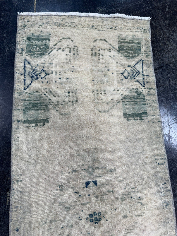 Turkish Mini Rug Oriental Hand Knotted Vintage Rug  1'5'' x  3'10'' #12172