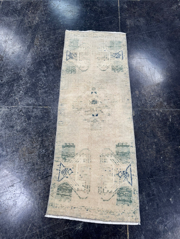 Turkish Mini Rug Oriental Hand Knotted Vintage Rug  1'5'' x  3'10'' #12172