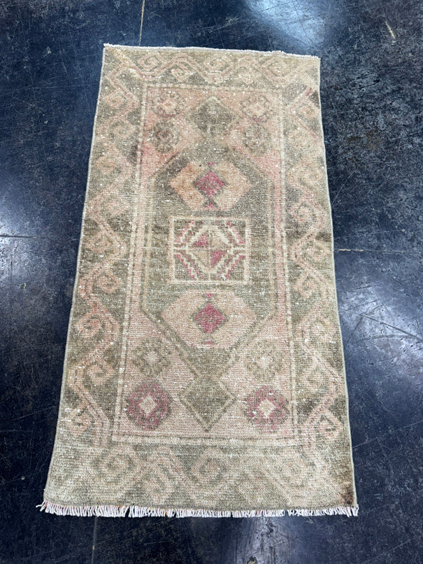 Turkish Mini Rug Oriental Hand Knotted Vintage Rug  1'8'' x  3'3'' #12167