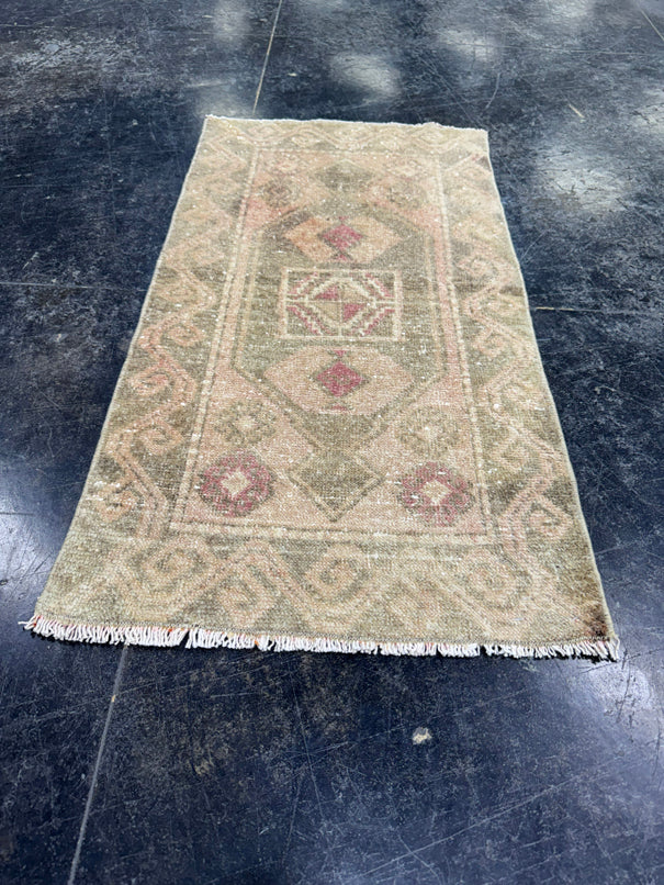 Turkish Mini Rug Oriental Hand Knotted Vintage Rug  1'8'' x  3'3'' #12167