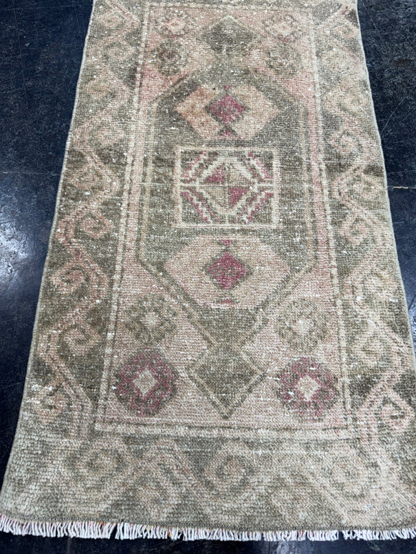 Turkish Mini Rug Oriental Hand Knotted Vintage Rug  1'8'' x  3'3'' #12167