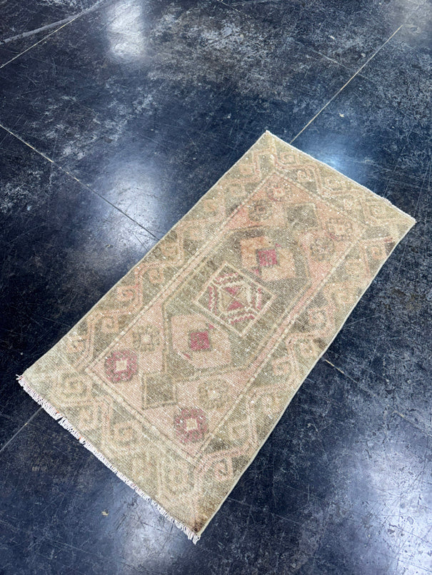 Turkish Mini Rug Oriental Hand Knotted Vintage Rug  1'8'' x  3'3'' #12167