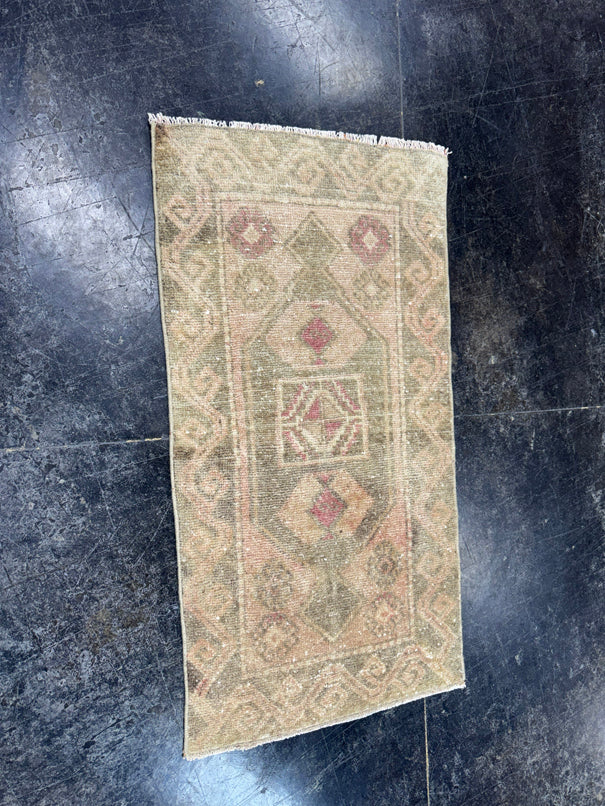 Turkish Mini Rug Oriental Hand Knotted Vintage Rug  1'8'' x  3'3'' #12167