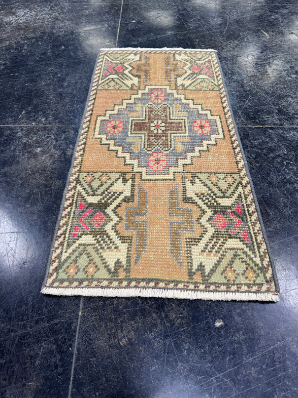 Turkish Mini Rug Oriental Hand Knotted Vintage Rug  1'6'' x  3'1'' #12168