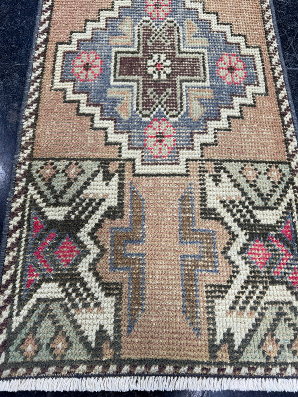 Turkish Mini Rug Oriental Hand Knotted Vintage Rug  1'6'' x  3'1'' #12168