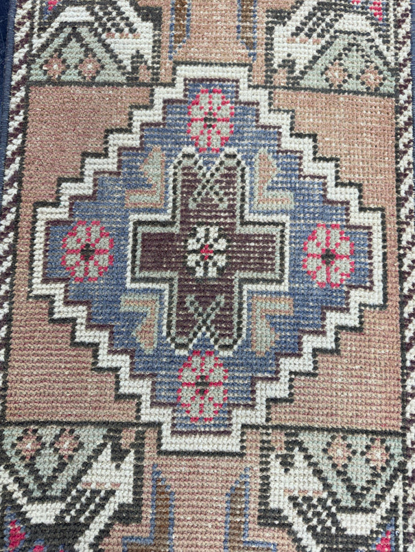 Turkish Mini Rug Oriental Hand Knotted Vintage Rug  1'6'' x  3'1'' #12168