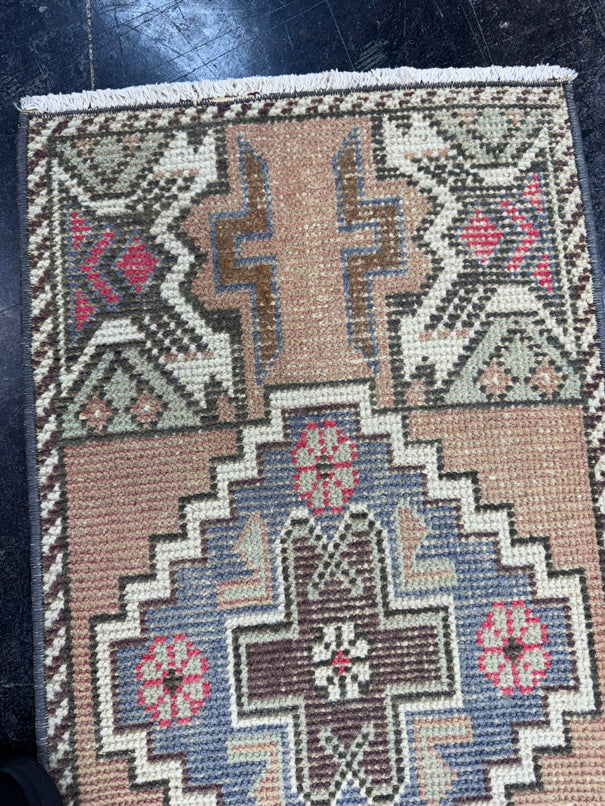 Turkish Mini Rug Oriental Hand Knotted Vintage Rug  1'6'' x  3'1'' #12168