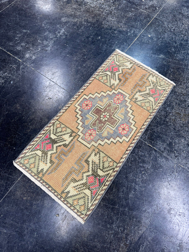 Turkish Mini Rug Oriental Hand Knotted Vintage Rug  1'6'' x  3'1'' #12168