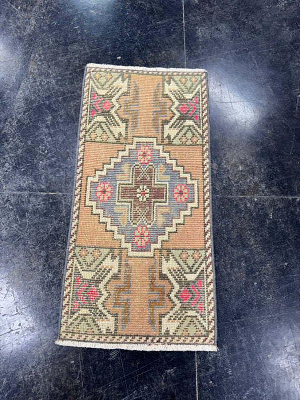 Turkish Mini Rug Oriental Hand Knotted Vintage Rug  1'6'' x  3'1'' #12168