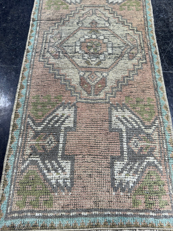 Turkish Mini Rug Oriental Hand Knotted Vintage Rug  1'6'' x  3'2'' #12169