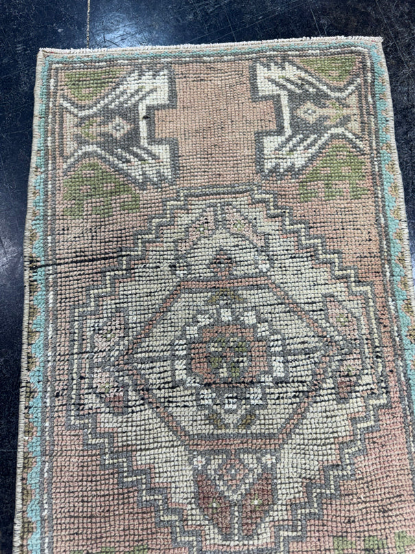 Turkish Mini Rug Oriental Hand Knotted Vintage Rug  1'6'' x  3'2'' #12169