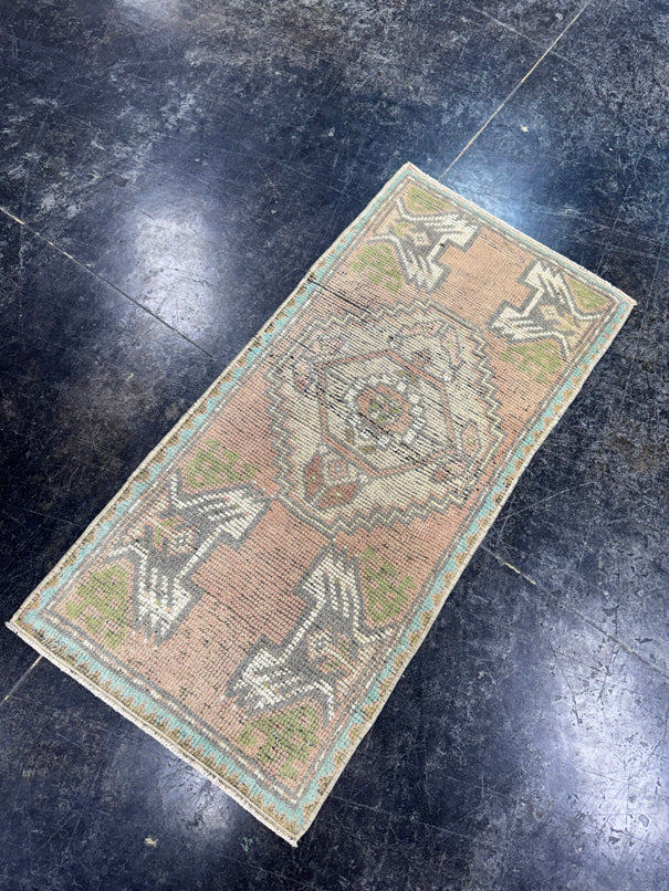 Turkish Mini Rug Oriental Hand Knotted Vintage Rug  1'6'' x  3'2'' #12169
