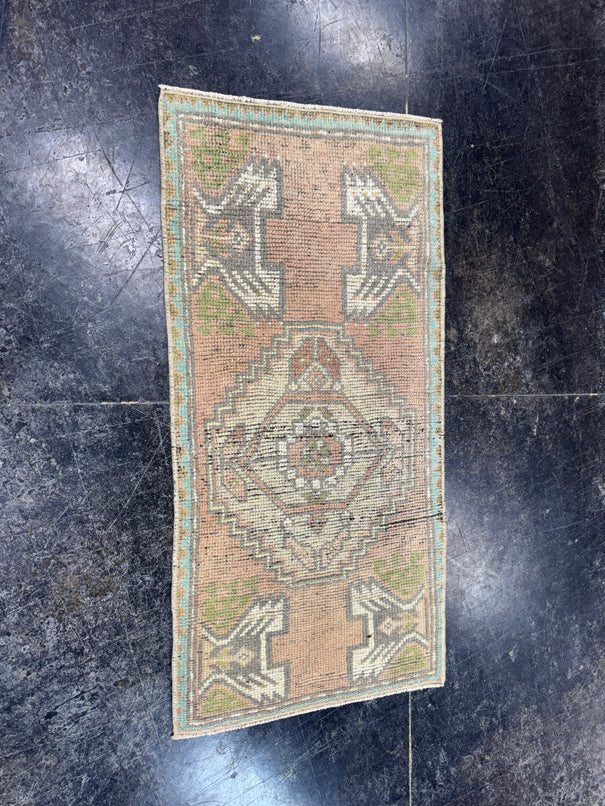 Turkish Mini Rug Oriental Hand Knotted Vintage Rug  1'6'' x  3'2'' #12169