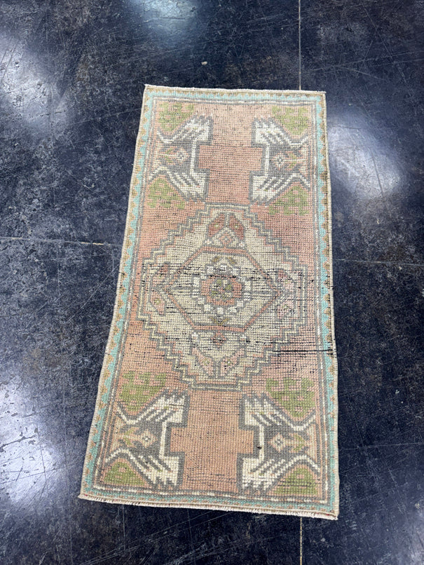 Turkish Mini Rug Oriental Hand Knotted Vintage Rug  1'6'' x  3'2'' #12169