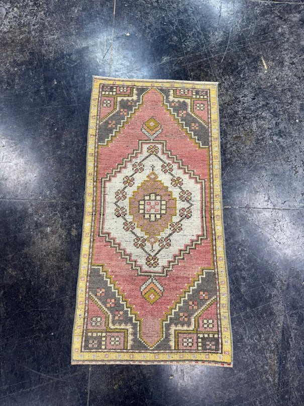 Turkish Mini Rug Oriental Hand Knotted Vintage Rug  1'7'' x  3'4'' #12170