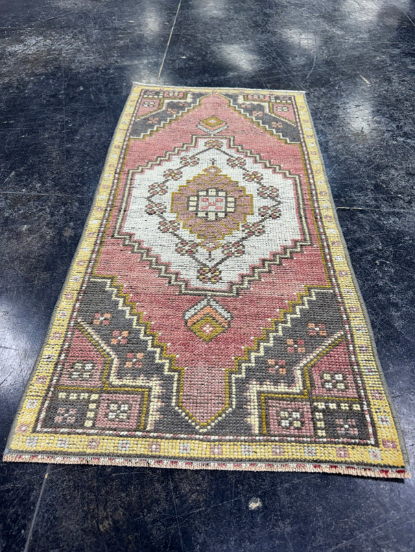 Turkish Mini Rug Oriental Hand Knotted Vintage Rug  1'7'' x  3'4'' #12170