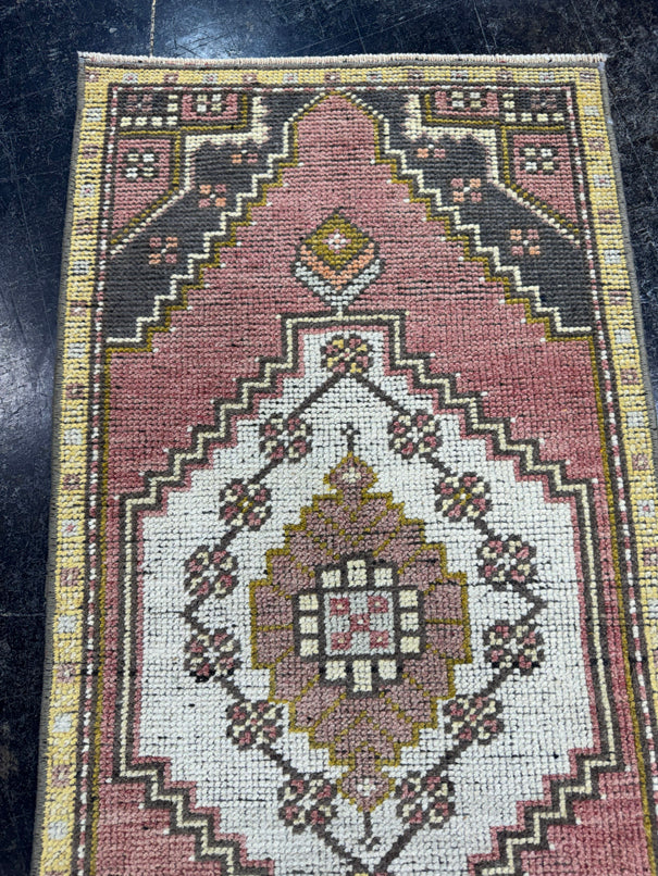 Turkish Mini Rug Oriental Hand Knotted Vintage Rug  1'7'' x  3'4'' #12170