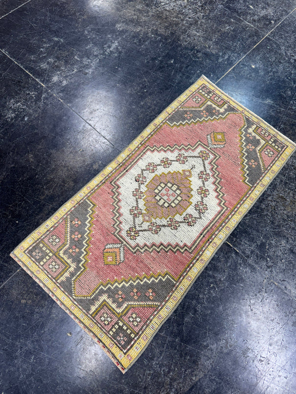 Turkish Mini Rug Oriental Hand Knotted Vintage Rug  1'7'' x  3'4'' #12170