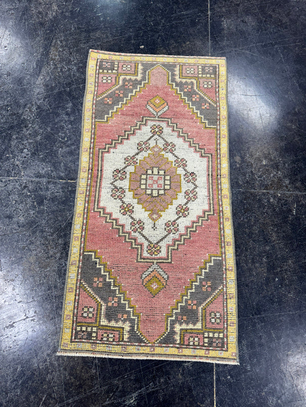Turkish Mini Rug Oriental Hand Knotted Vintage Rug  1'7'' x  3'4'' #12170