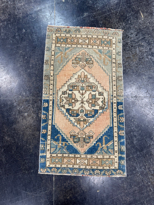 Turkish Mini Rug Oriental Hand Knotted Vintage Rug  1'9'' x  3'2'' #12171