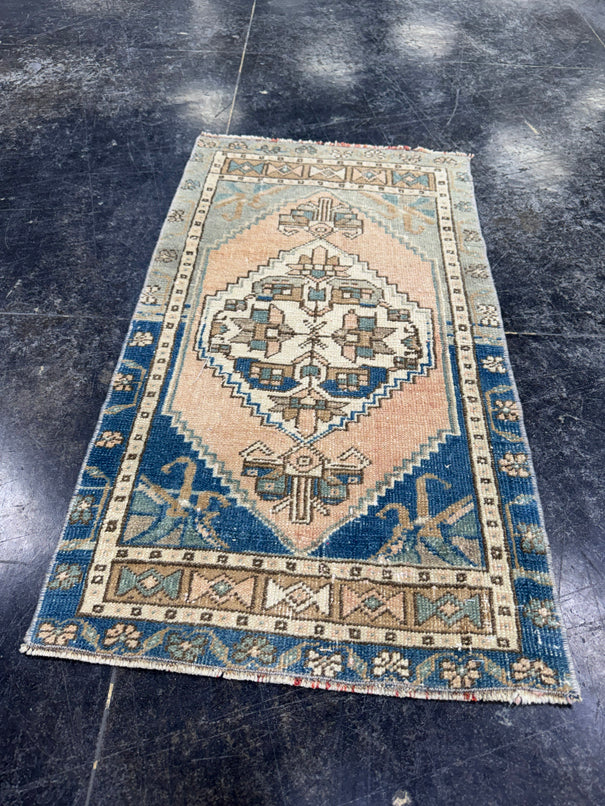 Turkish Mini Rug Oriental Hand Knotted Vintage Rug  1'9'' x  3'2'' #12171