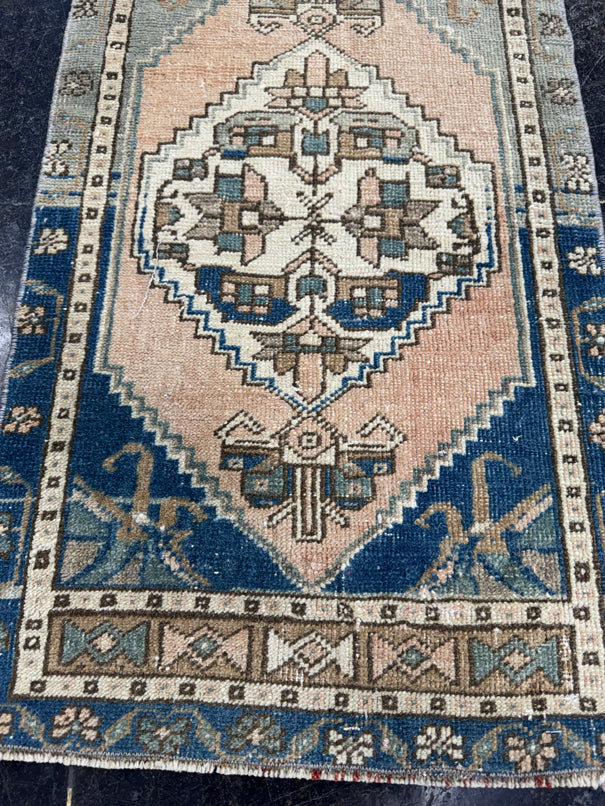 Turkish Mini Rug Oriental Hand Knotted Vintage Rug  1'9'' x  3'2'' #12171