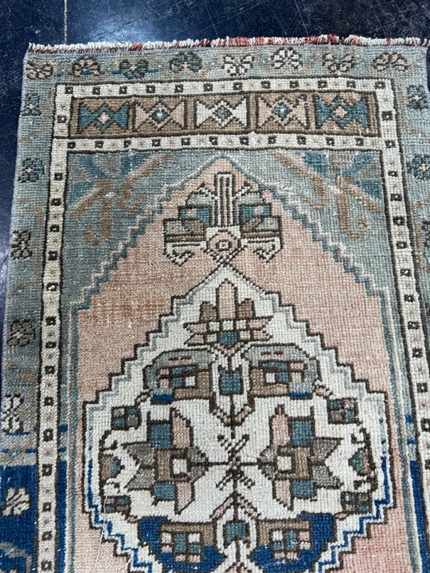 Turkish Mini Rug Oriental Hand Knotted Vintage Rug  1'9'' x  3'2'' #12171