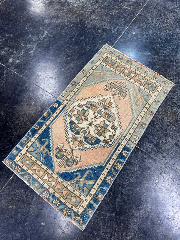 Turkish Mini Rug Oriental Hand Knotted Vintage Rug  1'9'' x  3'2'' #12171