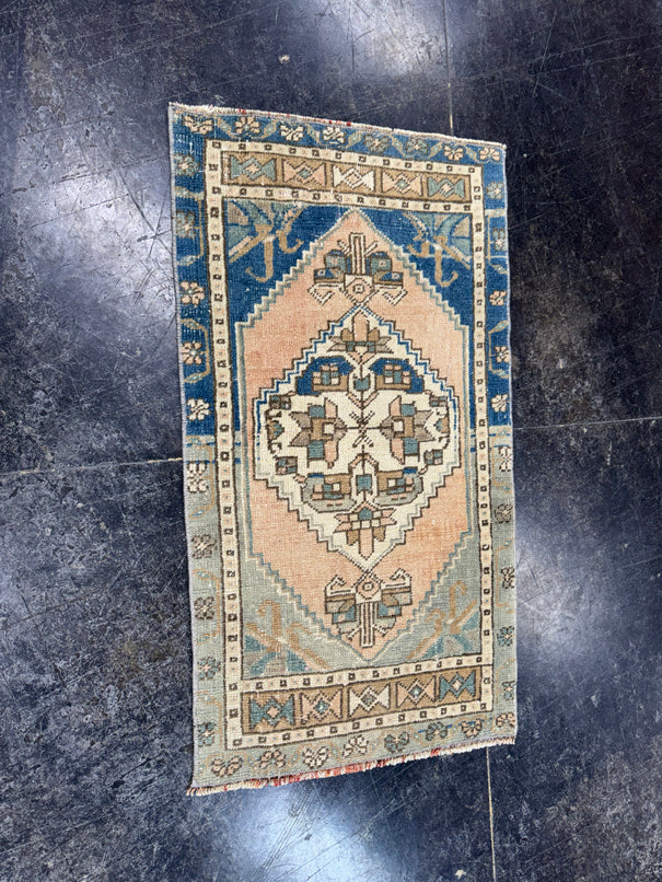 Turkish Mini Rug Oriental Hand Knotted Vintage Rug  1'9'' x  3'2'' #12171