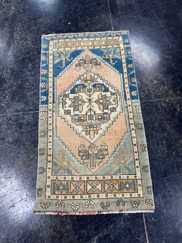 Turkish Mini Rug Oriental Hand Knotted Vintage Rug  1'9'' x  3'2'' #12171