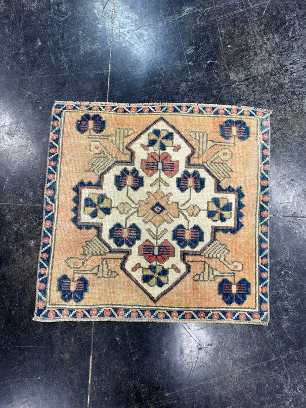 Turkish Mini Rug Oriental Hand Knotted Vintage Rug  2' x  1'11'' #12185